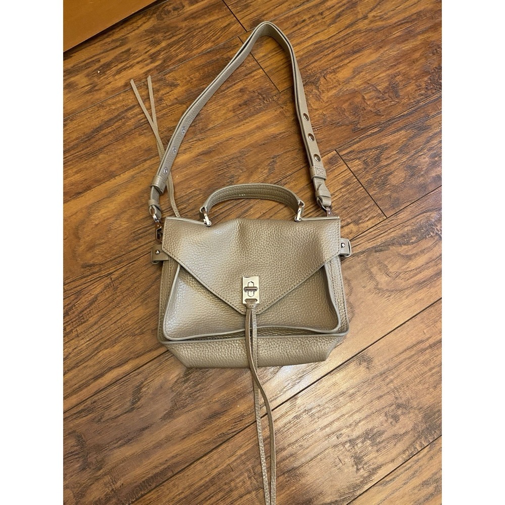 Rebecca Minkoff Darren Small Messenger Bag Purse Pebbled Leather Crossbody Beige